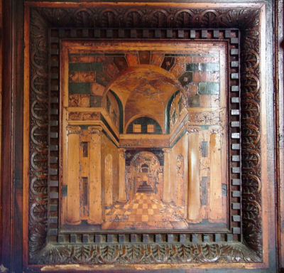 Detail of wood carving on the Church pulpit