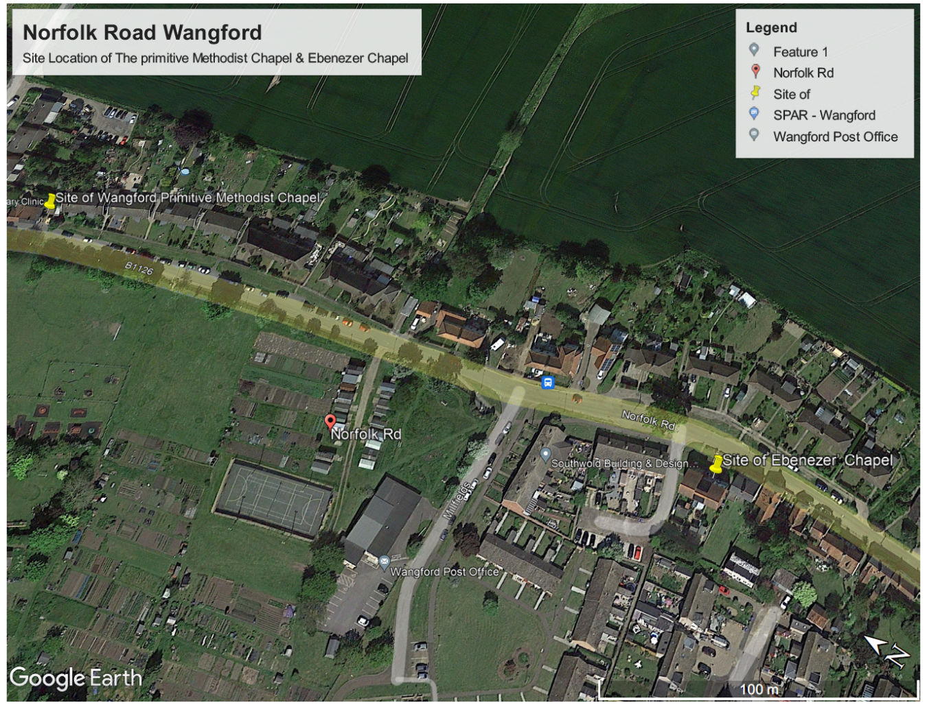 Map of the Chapel locations in Wangford